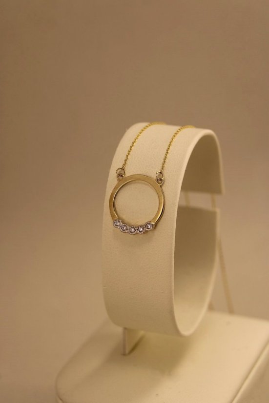Náhrdelník - diamanty 0,045 ct H/SI2 - kombinované zlato - 14 karátov
