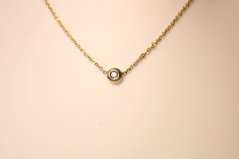 Zlatá retiazka - celebritka s diamantom 0,03 ct H/Si v prívesku, žlté zlato, 41,5-44 cm, 1,91 g, 14 karátov 585/1000