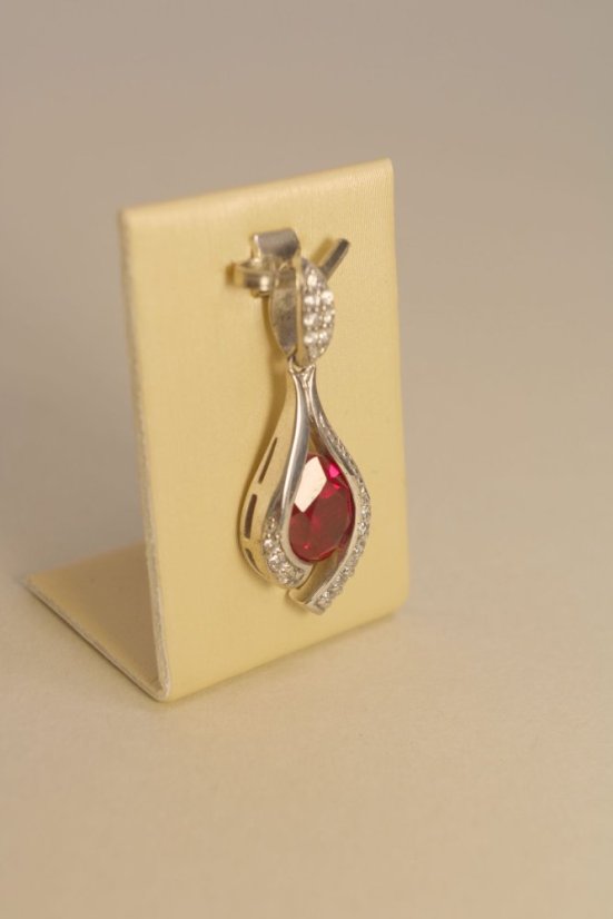 Prívesok-oko-rúžový zirkón-striebro-rhodium