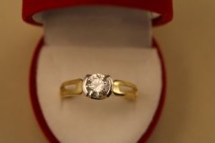 Prsteň- číry zirkón- viacfarebné zlato- 14 karátov