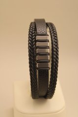 Pletený kožený náramok-magnetická spona