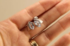 Naušnice-modrý topás- zirkóny- puzetky- rhódiované striebro