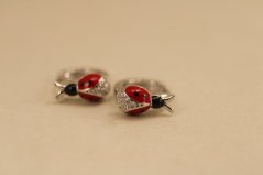 Náušnice- lienky- farebný smalt- zacvakávacie- rhódiované striebro