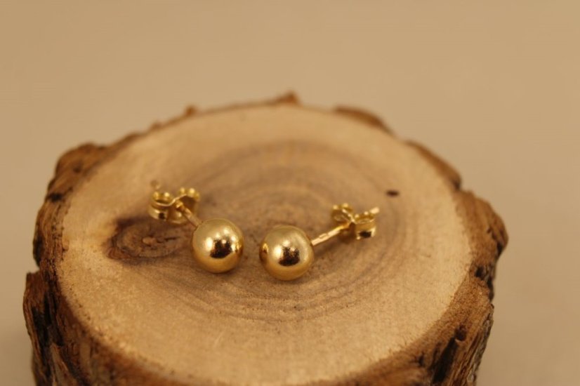 Náušnice- guličky- puzetky- žlté zlato- 14K