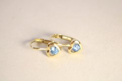 Detské náušnice-modrý zirkón-žlté zlato-patent-14 karátov