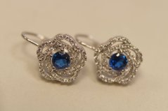 Náušnice-kvet-biele zlato-farebný zirkón-patent-14 karátov