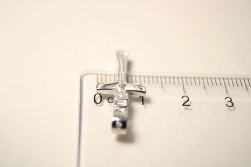 Strieborný prívesok krížik - JEŽIŠ, rhodium, 1,18 g, 925/1000