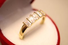 Zlatý prsteň žlté zlato, číre kubické zirkóny, veľkosť 61, 3,13 g, 14 karátov, 585/1000