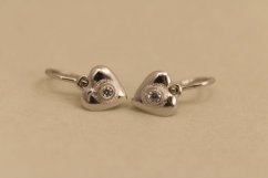 Náušnice- srdiečka- číry zirkón- brizúra- biele zlato- 14 karátov