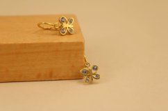 Detské náušnice-motýľ-modré zirkóny-žlté zlato- brizúra-14 karátov