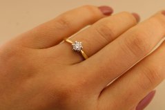 Zlatý prsteň - Solitaire briliant - 14k - Žlté zlato