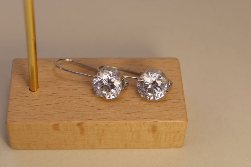 Náušnice-číry zirkón-biele zlato-14 karátov