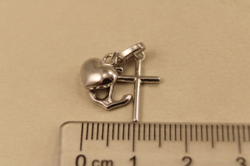Prívesok- srdce- kotva- kríž- rhódiované striebro