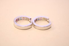 Náušnice- kruhy- farebné zirkóny- zacvakávacie- biele zlato