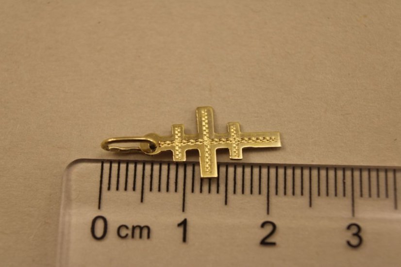 Prívesok-gravír-greckokatolícky kríž-žlté zlato-14 karátov