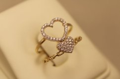 Zlaté prstene-žlté zlato-vzor srdcia-číre zirkóny-14k