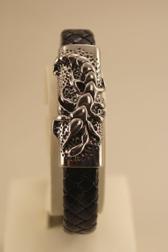 Pletený kožený náramok-škorpión-magnetická spona