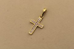Prívesok- krížik- diamanty- žlté zlato- 14 karátov