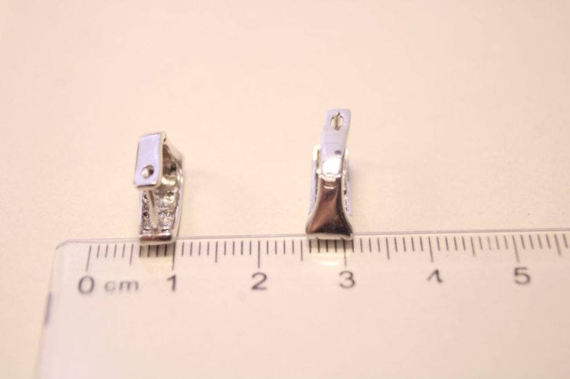 Náušnice z bieleho zlata obdĺžnik s čírymi zirkónmi, francúzsky patent, 3,36 g, 14K 585/1000
