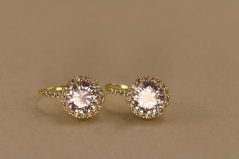 Náušnice-číre zirkóny-patent-pozlátené striebro