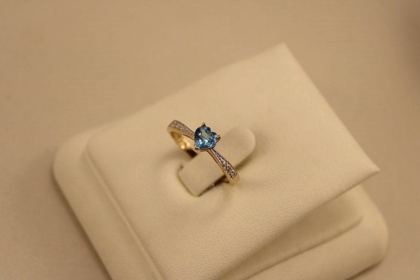 Prsteň - Topás - Diamanty 0,03 ct - SI2-H - žlté zlato - 14K