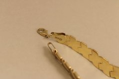 Náramok- dutý- krížené články- žlté zlato- 14 karátov