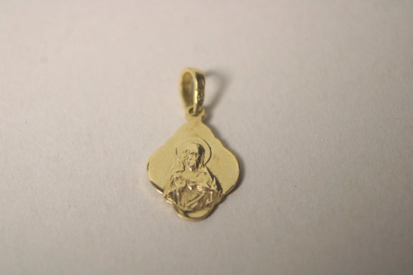 Zlatý obojstranný prívesok Škapuliar Panny Márie, žlté zlato, 0,85 g, 14K 585/1000