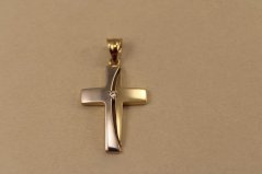 Prívesok-krížik-kombinované zlato-14 karátov