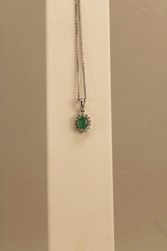 Celebritka - Smaragd - diamanty 0,120 ct - SI/H -biele zlato - 14 karátov