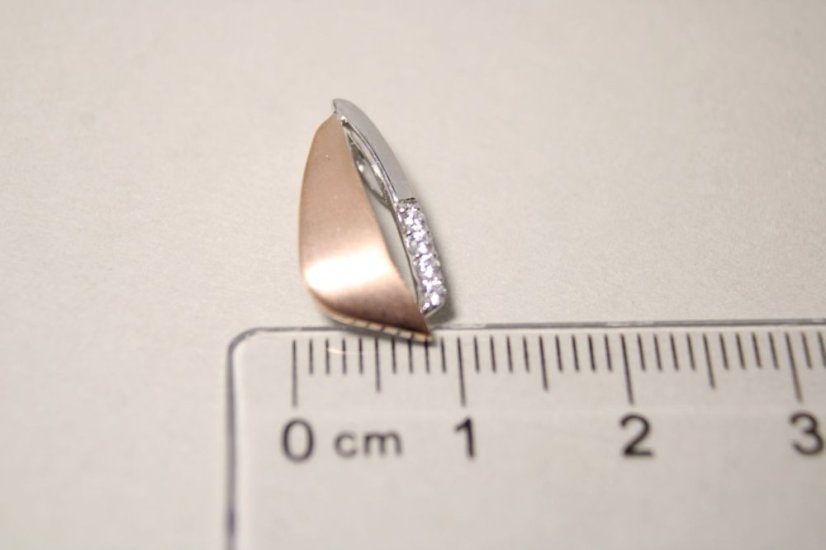 Kombinovaný strieborný prívesok s čírymi zirkónmi, rhodium, 1,04 g, 925/1000