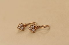 Náušnice- srdiečka-číre zirkóny- brizúra- ružové zlato- 14 karátov