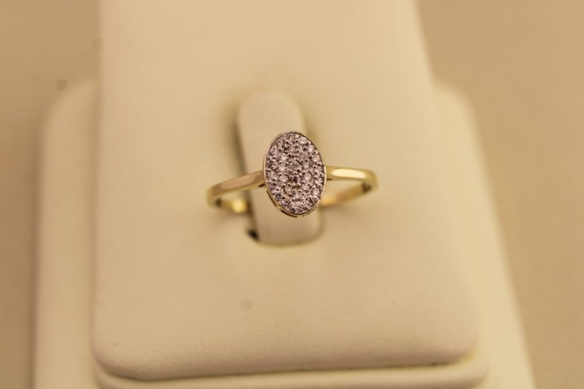 Prsteň- diamanty-H/Si2- žlté zlato- 14 karátov