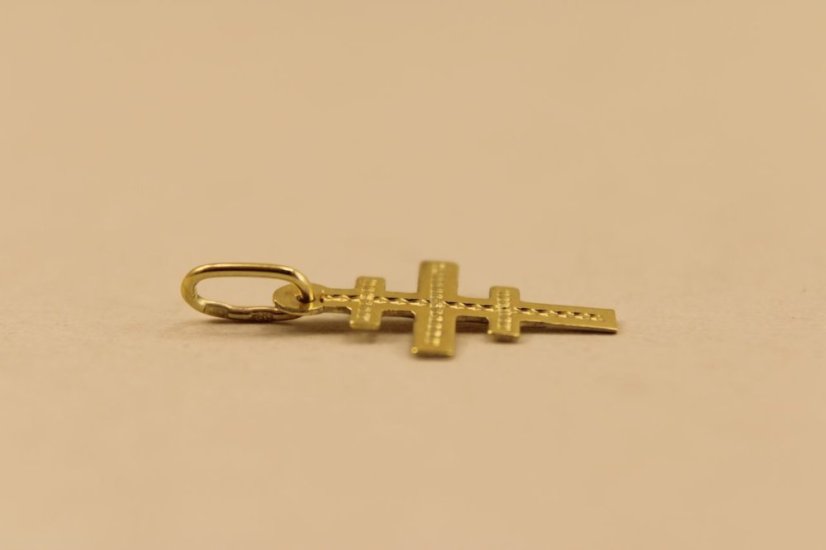 Prívesok-gravír-greckokatolícky kríž-žlté zlato-14 karátov