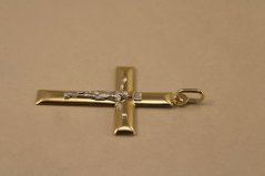 Prívesok-kríž s Ježišom- viacfarebné zlato- 14 karátov