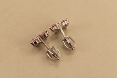 Náušnice- motýliky- číre-rúžové- zirkóny-šrúbky-biele zlato-14K