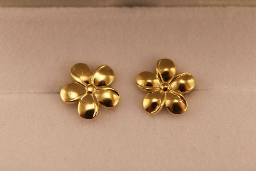 Zlaté náušnice, kvietky, žlté zlato 1,81g 14k 585/1000