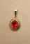Prívesok- grécky vzor- červený zirkón- pozlátené striebro