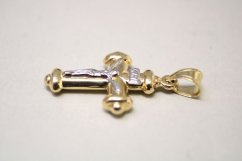 Prívesok-krížik s Ježišom Kristom-viacfarebné zlato-14 karátov