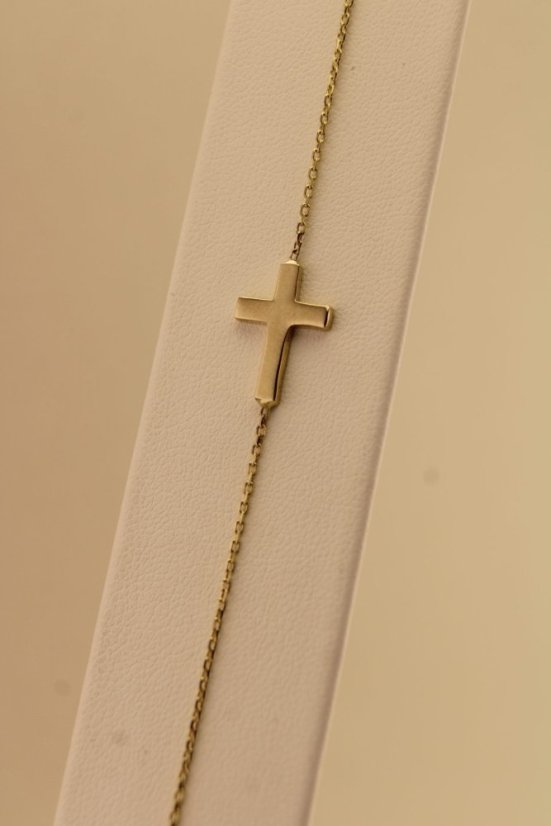 Zlatý náramok - Hladký krížik - 14k - Žlté zlato