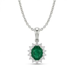 Celebritka - Smaragd - diamanty 0,120 ct - SI/H -biele zlato - 14 karátov