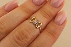 Zlatý prsteň - Motýlie krídla - Číre zirkóny - Žlté zlato - 14k