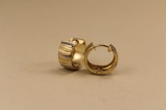 Náušnice - kruhy -  zacvakávacie -  viacfarebné zlato - 14 karátov