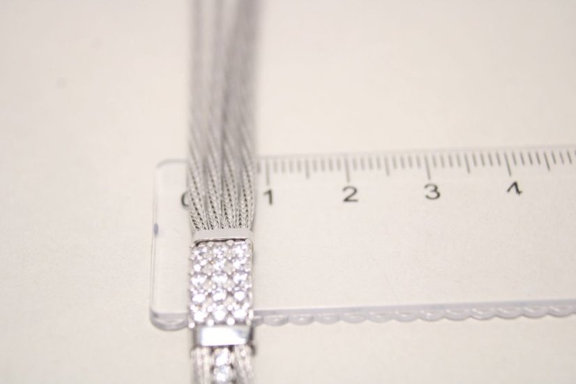 Dámsky náhrdelník z pleteného striebra, číre zirkóny, rhodium, 46 cm, 13,68 cm, 925/1000