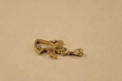 Prívesok- anjel- číry zirkón- žlté zlato- 14 karátov