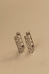 Náušnice- obdĺžníky- číre zirkóny- zacvakávacie- biele zlato- 14K