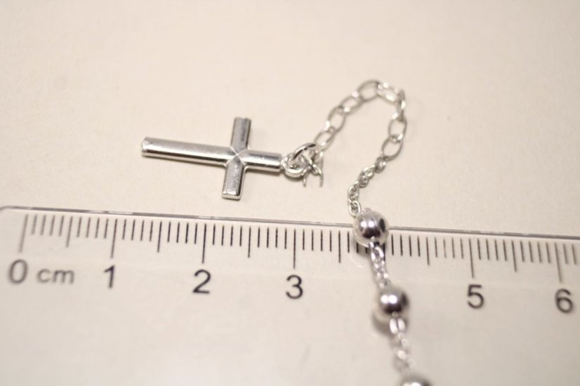 Náramok ruženec s výraznými hladkými guľôčkami z rhódiovaného striebra, 16,5-19cm, 4,44g, 925/1000 - Materiál: Rhodiované striebro, Dĺžka náramku (cm): 17 + 2, Váha (g): 4,49, Rýdzosť: STRIEBRO 925/1000