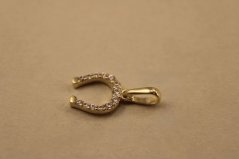 Prívesok- podkova- číre zirkóny- žlté zlato- 14K