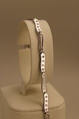 Náramok- platničky-číre zirkóny-grécky vzor- biele zlato- 14 karátov