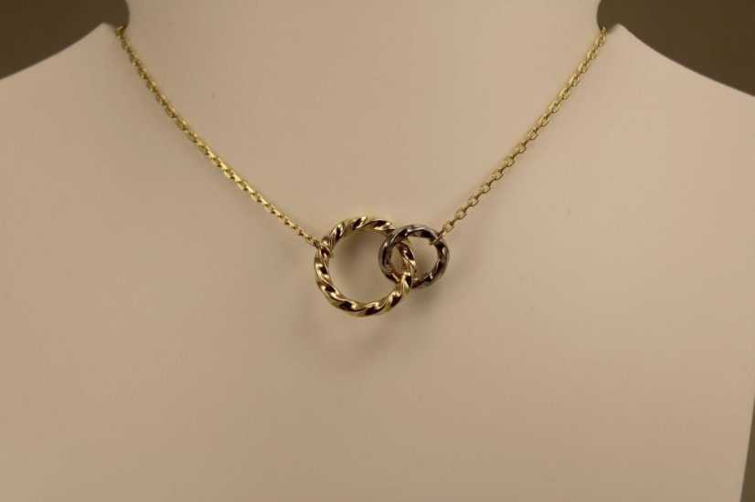 Celebritka- Anker- dva točené kruhy- číry zirkón- žlté zlato- 14 karátov