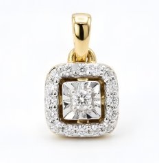 Prívesok- diamant 0,12 ct- žlté zlato- 14 karátov